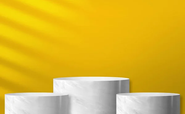 Glossy Marble Cylinder Stand Product Display Two Step Yellow Color — Fotografia de Stock