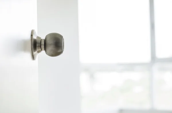 Close up - White Half-open door into room — Stock Photo, Image