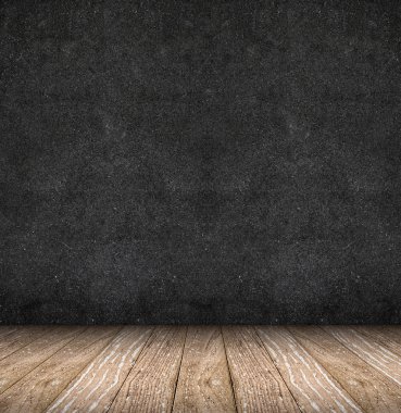 Oda perspektif, blackboard duvar ve ahşap zemin