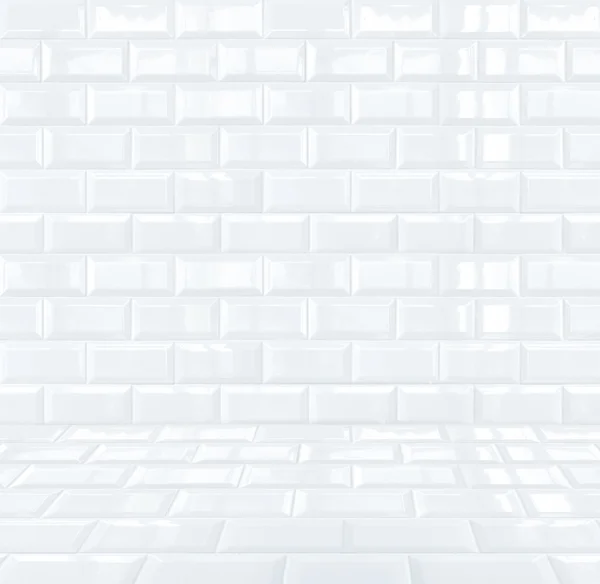 Hochglanz weiße keramische Ziegel Fliesen Zimmer — Stockfoto