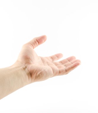 Beyaz arka plan üzerine açık el kadar kapatın