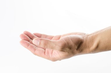 Beyaz arka plan üzerine açık el kadar kapatın