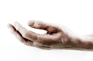 Kadar sahte silikon el beyaz arka plan üzerinde kapatın