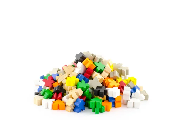 Pile of colourful wooden shape piece — Stock Photo, Image