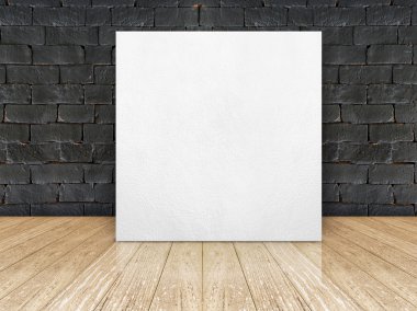 Poster çerçevesi siyah tuğla duvar