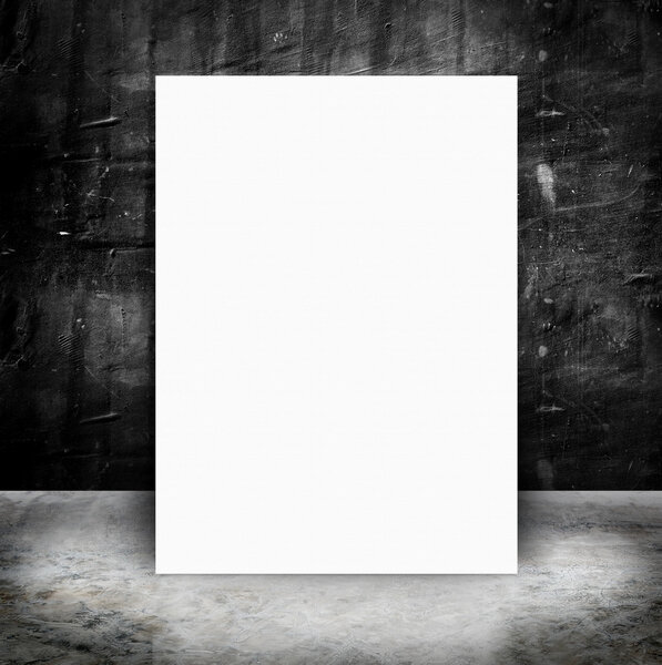 White Paper poster in Empty Grunge concrete wall and cement floor,concept presentation ,Mock up,business presentation template.