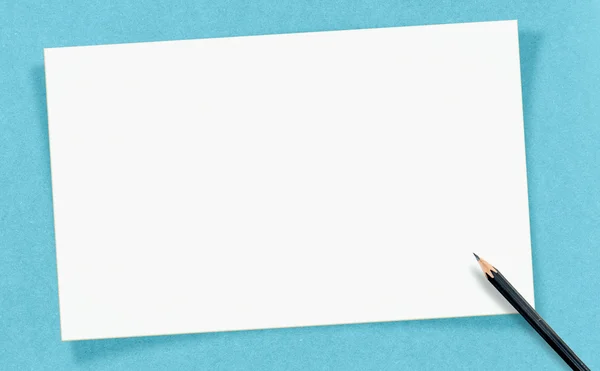 White Blank Card with pencil — 图库照片