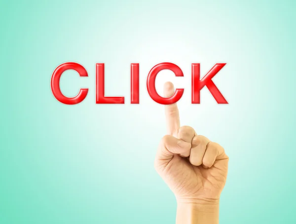 Word " CLICK " on light green backgroud — Stock Photo, Image