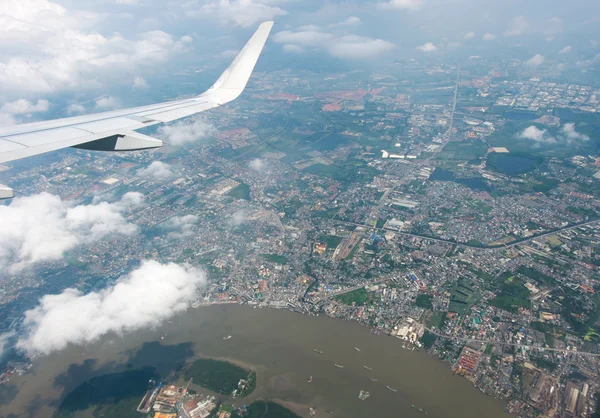 Widok z lotu ptaka krajobraz miasta Bangkok — Zdjęcie stockowe