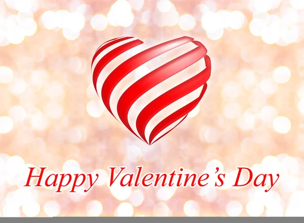 Feliz día de San Valentín con corazón sobre fondo rosa bokeh luz — Foto de Stock