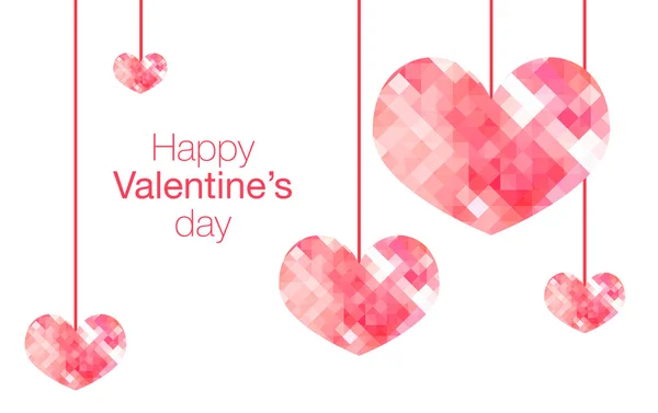 Happy Valentine's Day woord met hangende roze veelhoek hart op wh — Stockfoto