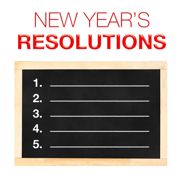 Resoluciones de Año Nuevo: Lista de objetivos en pizarra con ba blanca — Foto de Stock