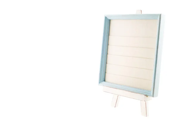 ホワイト キャンバスの光の青い国素朴なスタイルの木製フレーム — ストック写真