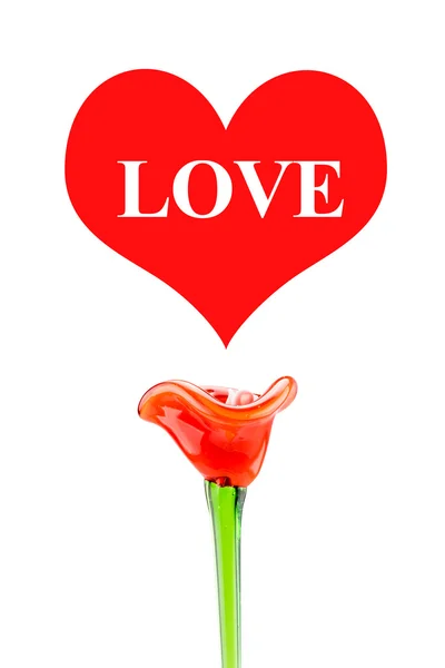 Liefde woord in rood hart — Stockfoto