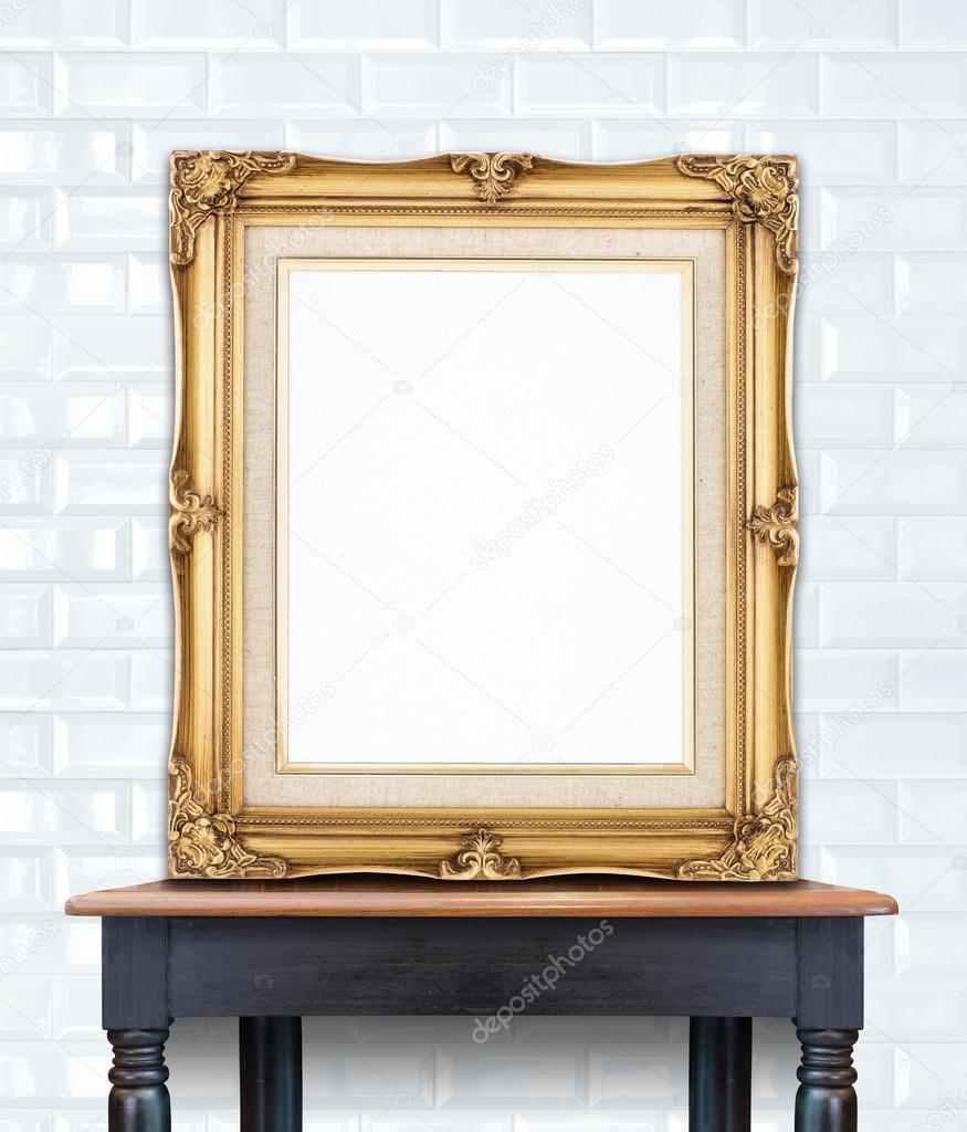 Blank vintage golden photo frame