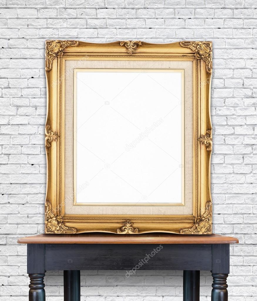 Blank vintage golden photo frame