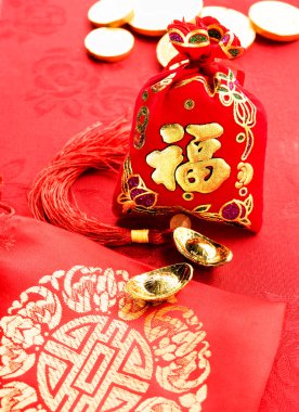 Chinese new year decoration: red felt fabric packet or ang pow w