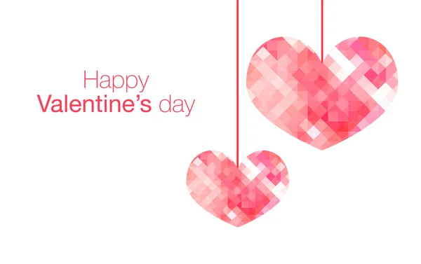 Щасливий день Святого Валентина слово з висячими рожевий багатокутник серце на wh — стокове фото