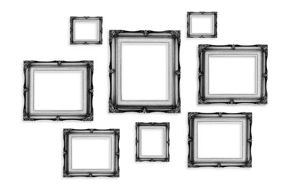 Black Vintage photo frames isolated on white background,Template — Stock Photo, Image