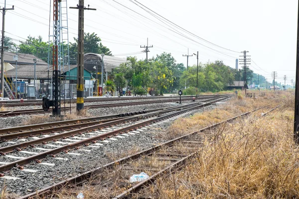 Camino de ferrocarril vacante interruptor de vía — Foto de Stock