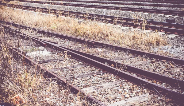 Camino de ferrocarril vacante interruptor de vía — Foto de Stock