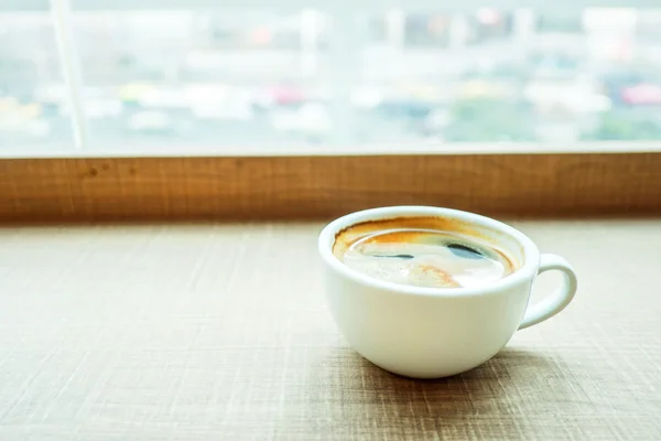 Espresso Coffee cup on wood table — Stock Photo, Image