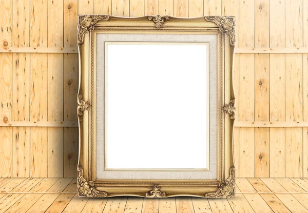 Quadro vintage dourado em branco — Fotografia de Stock