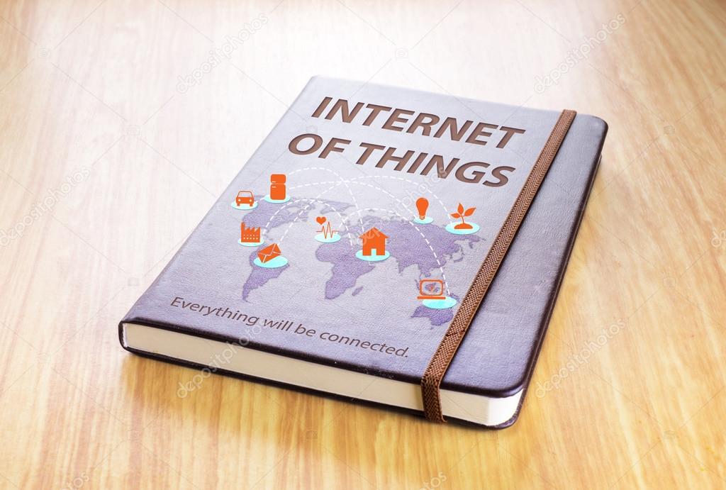 Brown notebook with Internet of things