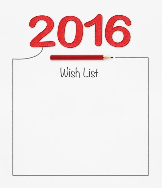 Lista de deseos de 2016 en el libro blanco — Foto de Stock