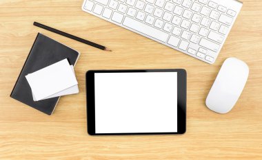 Ahşap masa üstü tablet ile