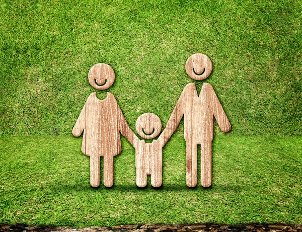 Happy family wood icon — Stock Photo, Image