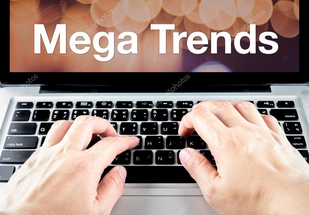 Mega Trends word on laptop