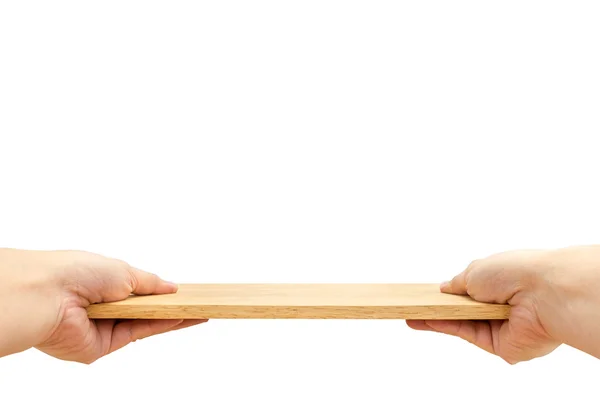 Two hands holding food plate — Stock Photo, Image