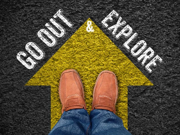 Inspiração citação: "sair & explorar " — Fotografia de Stock