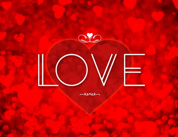 Liefde woord met rood hart vorm — Stockfoto