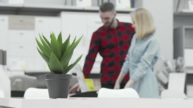 Tanımlanamayan çift mobilya dükkanından birlikte alışveriş yapıyor.