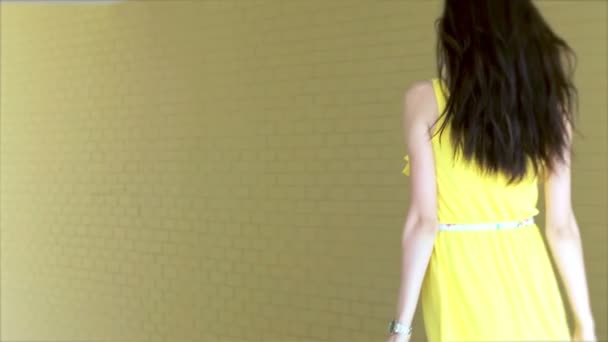 Graceful bella ragazza in posa con lo shopping alla moda durante lo shopping — Video Stock