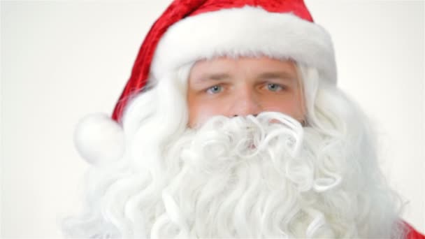 Santa mostrando gesto shh — Vídeos de Stock