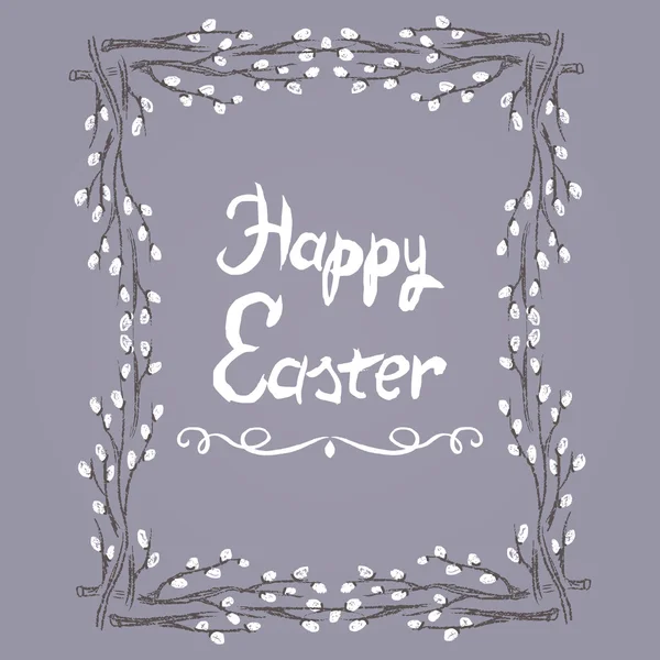 Easter card with willow branches — Stock Vector