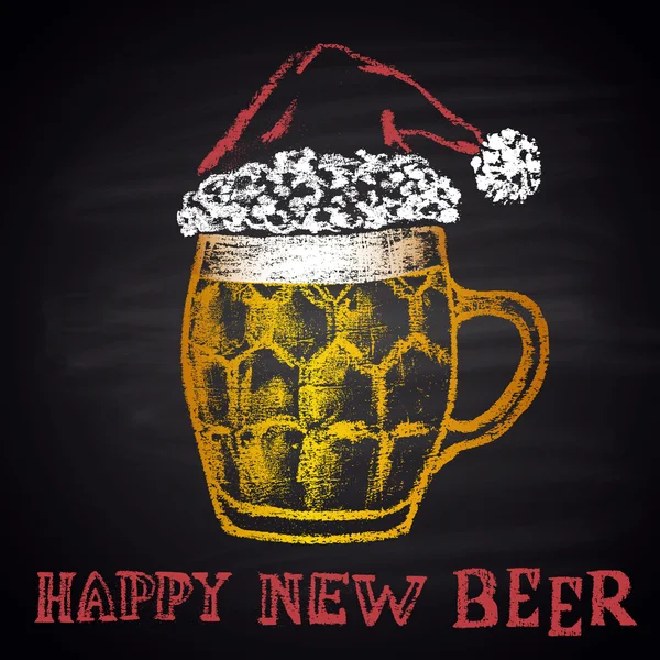 Tarjeta de Año Nuevo con cerveza — Vector de stock