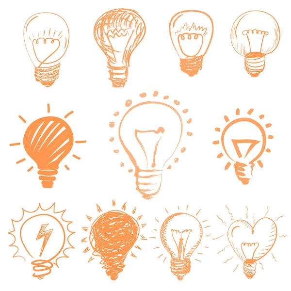 Set of cartoon light bulbs. Symbol ideas Royalty Free Stock Vectors