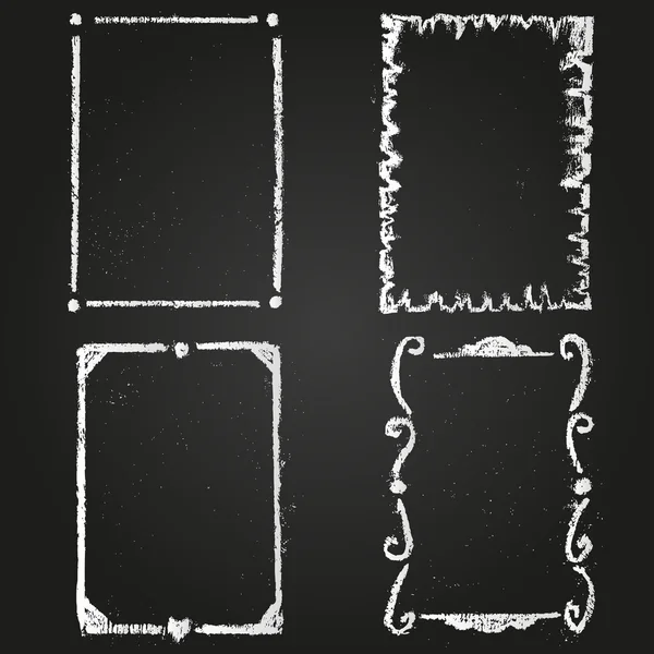Set of chalk painted frames on a black chalkboard. Royalty Free Stock Vectors