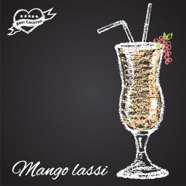 Mango lassi kokteyl boyalı tebeşir