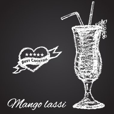 Mango lassi kokteyl boyalı tebeşir