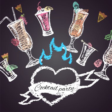 Chalk painted cocktail party. vector Chalk painted cocktail party. vector