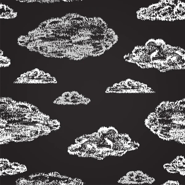 Krijt geschilderd patroon met wolken. — Stockvector