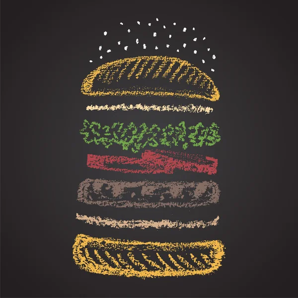 Componentes pintados con tiza de hamburguesa — Archivo Imágenes Vectoriales