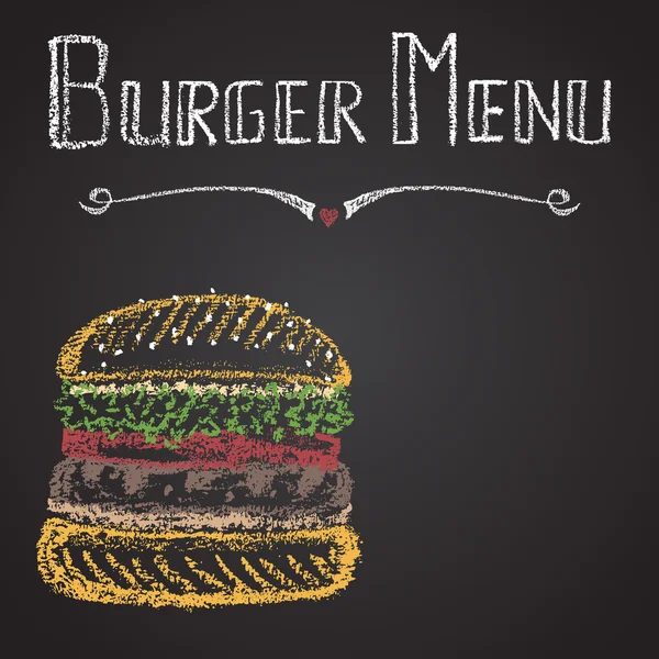 Chalk painted burger menu — Stock Vector