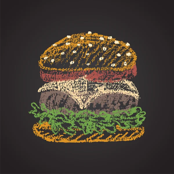 Cheeseburger peint à la craie . — Image vectorielle