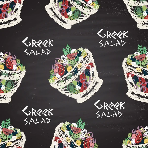 Pola dengan salad Yunani - Stok Vektor